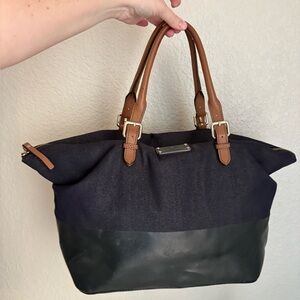 Kate Spade Indigo Dixon Place Blaine Satchel Denim Leather RARE Style Bag Purse